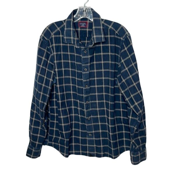 Untuckit Blue Appellation Blue Plaid Flannel Button Down Shirt. Size XL. - Picture 1 of 9